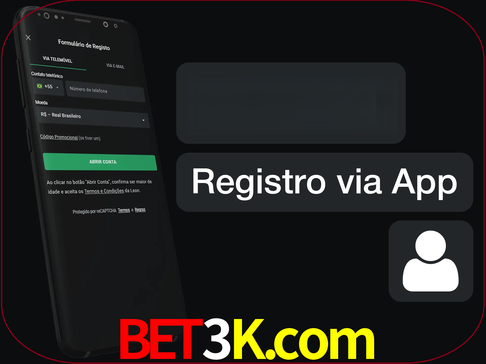 Registre-se com duas etapas usando o aplicativo.